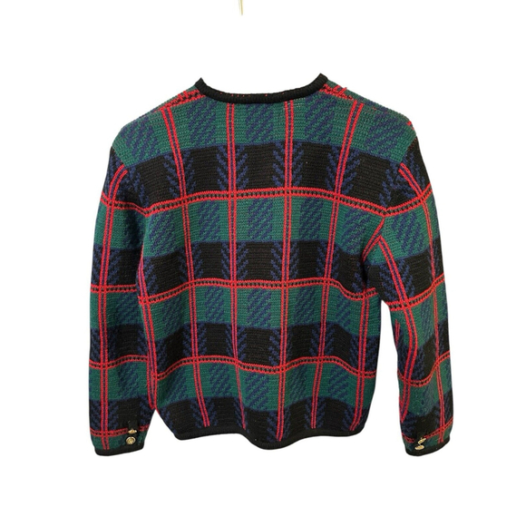 Vintage Tally-Ho Plaid Cardigan Preppy‎ Academia Retro Xmas Sweater Size Small - Picture 2 of 9